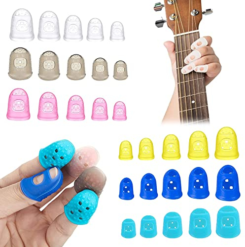 30 Pcs Protège Doigt Guitare, Protecteurs de Bout du Doigt de Guitare, Silicone Doigt Protection Guitare, Idéal pour Déclencher les Doigts, Arthrite des Doigts, Les Débutants Jouer Ukulele