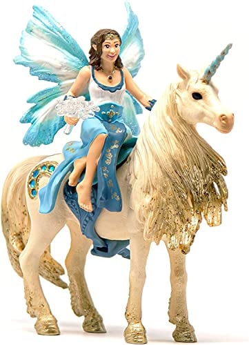 SCHLEICH BAYALA | Eyelas Ausritt auf Goldeinhorn 42508 | mit Sattel und Zepter | detailgetreue Figuren | tolles Geschenk für Mädchen und Jungen | Spielfigur ab 5 Jahren | Set aus 4 Teilen