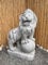 Asien Lifestyle Löwen Statue Garten Marmorstein Gartenfigur Deko Skulptur Outdoor weiße Dekoration Gartengestaltung Park Einrichtung 1m groß