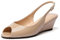 Elashe Damen Pumps Keilabsatz Peeptoe Mid Heels Slingback Bequeme Abendschuhe Beige EU39
