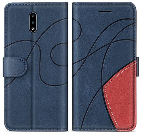 KKEIKO Hülle für Nokia 2.3, PU Leder Schutzhülle für Nokia 2.3, Kratzfestes Brieftasche Handyhülle mit Kartenfächern, Blau