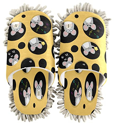JUMBEAR Lindas pantuflas de limpieza de ratas, herramienta de limpieza de polvo, lavables, para cocina, casa, sala de estar, (M)