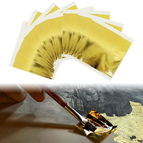 TUKNN Blattgold Imitation, Imitation Blattgold 100 Stück, Basteln Schlagmetall Kunstprojekt, Gold Leaf für Kunst, Vergoldung Handwerk, Dekoration, Möbel, Makeup Health & Spa, Möbel Dekoration, Golden