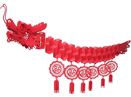 BESPORTBLE Chinesischer Drachen Girlande Papier Chinesische Deko Frühlingsfest Papier Banner 3D Laterne Drachenpapier Silvester Deko Roter Drache Für Chinesisches Neujahrdeko
