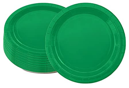 ATBEAMEN 16pc Green Paper Plates, 7in Solid Color Round Dinner Plates for Parties & Occasions