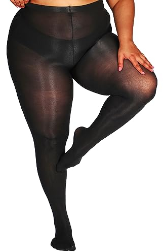 DancMolly Starke Stützwirkung Grosse Grössen Strumpfhosen Damen, Control Top Nylonstrumpfhose, Schwarz 5XL-6XL