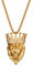 JewelryWe Schmuck Löwen Halskette Herren Edelstahl Zirkonia Krone Löwenkopf Anhänger mit 22 Zoll Kette Gold