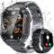 PODOEIL Smartwatch Herren Vollmetall Outdoor Tactical Smartwatch mit Telefonfunktion, 20 Sportmodi IP67 Militär Smart Watch Herren wasserdichte mit Blutdruckmessung verfügbar für Android und iOS