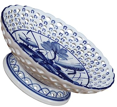 TOPBATHY 1 Pc Frutero Antiguo Platos Frutero Azul y Platos De Sushi Japones Cuenco Para Servir Postres Soporte De Exhibición De Pastel De Pie Cerámica Ensalada Decorar