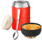 GOEDEKE Food Flask,600ml (20 oz) Food Flask Container,Stainless Steel Double Walled Soup Flask Leak Proof Food Jar Soup Containers with Foldable Spoon for Hot and Cold Meals Double Soup Flask (Red)