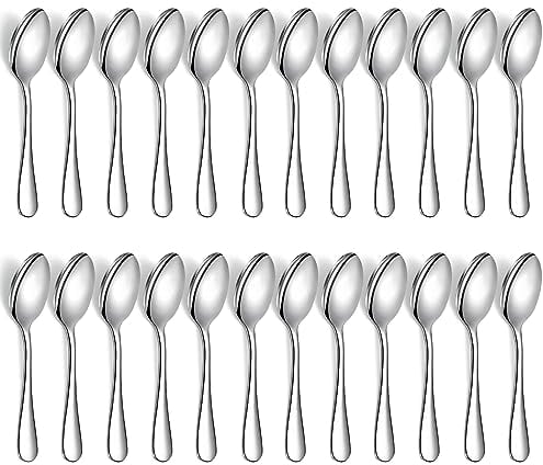 Evanda Cucharillas de café 24 piezas, 14cm Acero inoxidable cuchara de té, cubiertos para té, postre, pastel, postre y ensalada, apto para lavavajillas