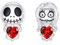 Totenkopf Ohrringe 925 Sterling Silber - Geburtsstein Jack und Sally Schädel Ohrstecker - Albtraum Vor Halloween Schmuck - Geburtstag Geschenk für Damen