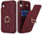 SailorTech iPhone XR Hülle Mit Kartenhalter für Frauen, Handyhülle Ring-Ständer [Kartenfach] [Standfunktion] Niedliche Und Modische Tasche - Burgunderrot