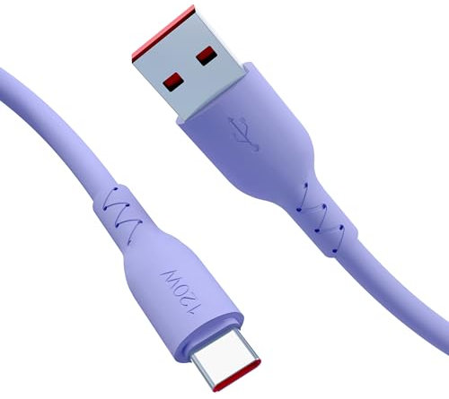 Nolhel Cavo USB Type-C 120W - Cavetto Cellulare Tipo C Ricarica Rapida - Cavo USB C in Tpe Colorato Super Resistente Compatibile con Smartphone e PC (Lilla, 1 m)