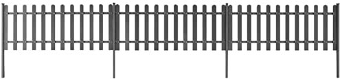 Lechnical Picket Fence with Posts 3 pcs WPC 600x60 cm,Building Materials,Posts,Fence Posts,Garden Fence Posts(SPU:42826)