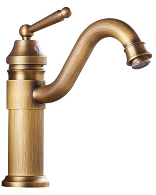 Wasserhahn Bad Waschtischarmatur Badarmatur, 360° Drehbar Retro Antik Messing Einhebelmischer Mischbatterie, Waschbecken Armatur Waschbecken Wasserhahn