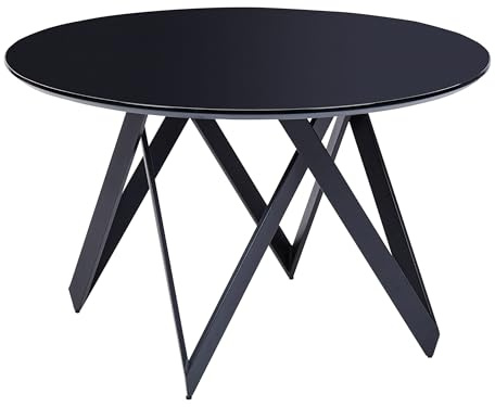 Esstisch schwarz glänzend 120 cm rund MDF-Platte Stahl für Esszimmer Oxhill
