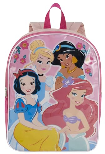 Disney Rucksack für Kinder, 38,1 cm, tolle Büchertasche für Mädchen, gepolsterte Gurte und großes Reißverschlussfach, Schulbedarf, Prinzessin Rosa, 15 Inch