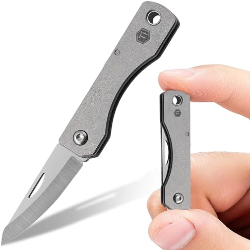 KeyUnity KK12 Mini Titanium Pocket Knife for Everyday Carry - Razor Sharp Folding Blade, Lightweight EDC Tool for Camping, Hiking And Outdoor Couteau De Poche En Titane
