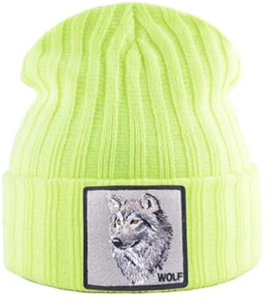 SOYNIA Mütze Beanie Hut Herren Beanie Patch Gestrickte Skullies Mützen Damen Weiche Strick-Bonnet-Mützen Mode Hip Hop Hüte Gelb