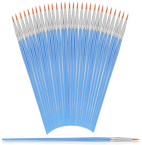 Lot de 30 pinceaux fins en nylon - Pointe ronde - Pour les détails et la peinture d'art - Pinceaux fins - Pour aquarelle acrylique, aquarelle et peinture à l'huile