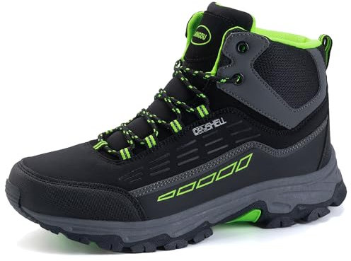 LANGDU Scarpe da Trekking Uomo Donna Escursionismo Sportive Traspiranti Passeggiate Sneaker Taglie 37-46(Nero-Verde 28, 42)