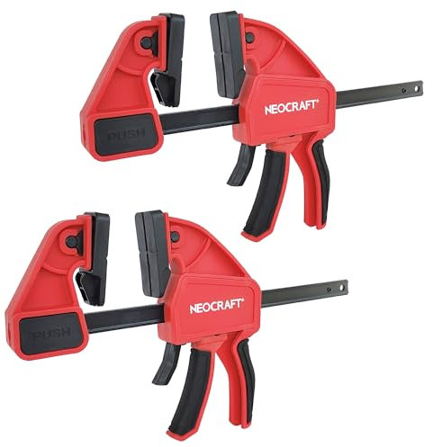 Neocraft 2-Pack Bar Clamps for Woodworking, One-Handed Clamp/Spreader, 12 inches/24 inches/36 inches Wood Clamps Set, medium-Duty Quick-Change F Clamp with 400 lbs clamping force (6 inches)