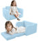 MeMoreCool Kindersofa Kindersessel Ausklappbar, Bequemes Bettsofa für Kleinkinder, 2-in-1 Schlafsofa für Kuschelecke Kinderzimmer, Mini Baby Sofa mit Schlaffunktion für Jungen und Mädchen, Hellblau
