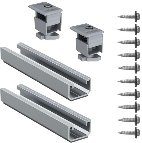 Fischer Kit Lamiera Grecata 2x Profilo Solar Metal + 10x Viti + 2x Morsetti PMU, per Fissaggio Pannelli Solari Fotovoltaici con Orientamento Orizzontale, 571965