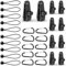 Jisrcha 30 Stück Tarp Clips Set, 10 Heavy Duty Tarp Clips mit 10 Zelt Bungees Schnüre mit Kugel und 10 Karabiner Clips, Planenclips Zelt Clips für Zelte, Planen, Markisen,Camping im Freien