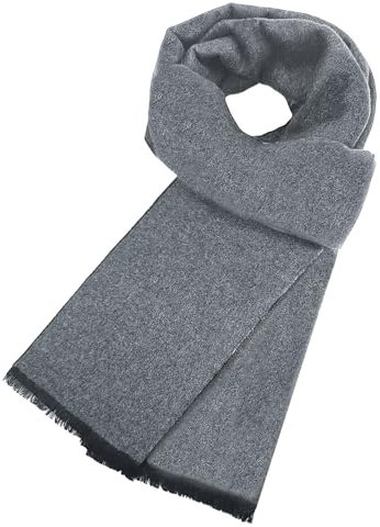 lifwimner Winter Schal für Herren, Classic Halswärmer Männer 180x30 cm Herrenschal Winter, Warmer weicher Wollschal für den Winter Herbst(HellGrau)