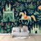 Tapete wandbild Aquarell-Ritterburg muster Fototapete 250 x 175 cm Vlies-Tapeten Grün Wandtapete - Geeignet als Gästedekoration im Wohnzimmer, Schlafzimmer und in der Küche