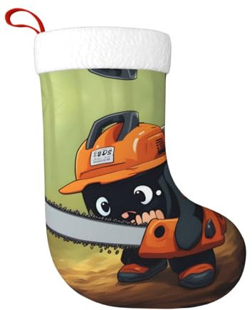 SSIULUS Siulas Weihnachtsstrumpf mit weinender Kettensäge, 45,7 cm, groß, personalisierte Dekorationen für Familie, Urlaub, Party, Dekoration