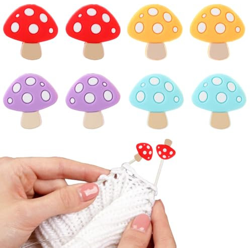 8 Teiliger Maschenstopper Silikon, Nadelstopper für Stricknadeln Pilz-Stricknadelstopper Stricknadeln Punktschutz Strickzubehör für Häkeln Häkelschutz