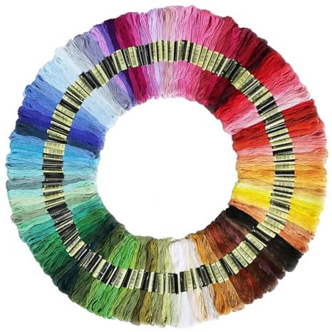 Stickgarn Set 100 Farben, Stickgarn für Kreuzstichfaden Regenbogenfarbe Embroidery Floss Baumwolle Armbandfaden, Kreuzstich Fäden für Stickerei Nähen Handwerk Stickbilder Basteln Häkeln