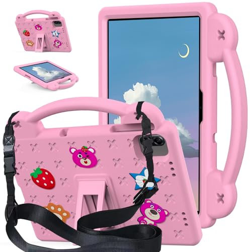 A-BEAUTY Funda Niños Compatible con Honor Pad X8a 11 Pulgadas 2024, Carcasa Protectora de EVA a Prueba de Golpes con Soporte, Correa para el Hombro, Rosado