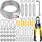 CYJJYZ Cable de Acero Inoxidable recubierto de PVC, Cable Acero Kit, Cuerda de Alambre Inoxidable 304 de 45 M y 2,5 MM con Tensor Ojales, Kit de Cuerda de Acero, Para Tendedero y Plantas Trepadoras