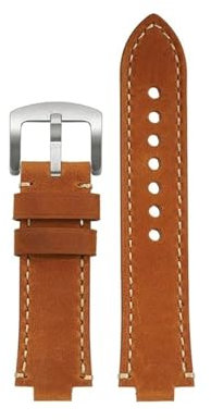KAXSFE 24 x 12 mm konvex, kompatibel mit ORIS AQUIS Vintage-Armband aus echtem Leder und Rindsleder 733 7730 7740, Herren-Uhrenarmband, braun-blaue Armbänder(Brown rice line sk)