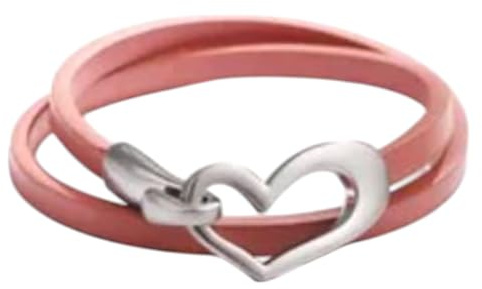 meberg NHQN694249 Wickelarmband Herz vers. Farben PU Leder Armband Damenarmband Lederarmband modern (Rosé)