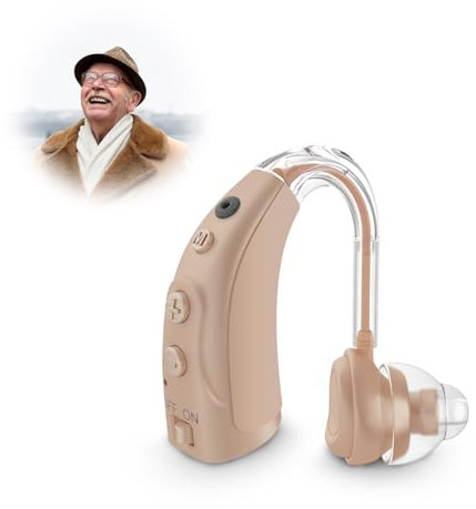 JYYRC Rechargeable Sound Devices for Seniors,Comfortable Fit, Long Battery Life and Volume Adjustable, Beige