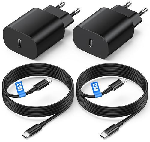 2Pack Chargeur USB C Rapide 25W pour Samsung Galaxy S25/S24/S23/S22/S21/S20/S10/S9/S8/Z Flip 5/Z Fold 5/A55/A54/A51, Chargeur Type C Fast Charger pour Chargeur Samsung Secteur avec 2M Cable Type C