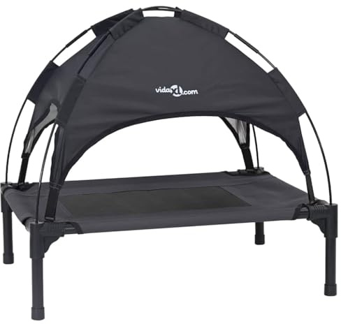 vidaXL Hundebett Schwarz 76 x 62 x 70,5 cm Stahl, Hundebett für Garten und Terrasse, modern, leicht, fleckabweisend, Kratzfest, erhöht, rechteckig
