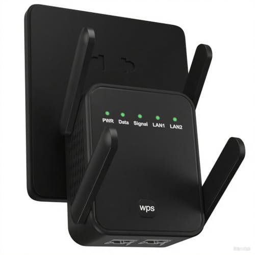 Repetidor WiFi, Amplificador de señal WiFi doméstico, 2 Puertos LAN, 4 Antenas, Repetidor/Router/Ap, el Extensor WiFi Cubre hasta 8000 Pulgadas cuadradas, para el hogar y la Oficina