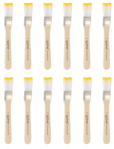sourcing map 20pcs Small Paint Brushes 0.6 Flat Paint and Chip Nylon Brushes with Wooden Handle for DIY Art Painting Furniture Cabinet Fences Deck Wall Door Trim, Yellow