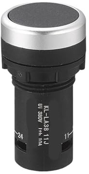 1 interruptor pulsador de reinicio automático LA38-11J de 22 mm con cabeza plana pequeña(Black)