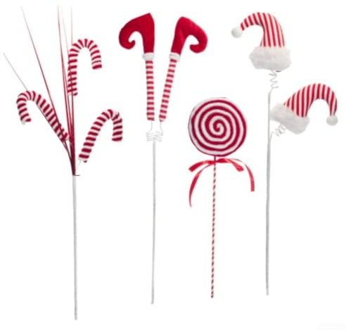 Juego de 4 decoraciones para árbol de Navidad con felpa y alambre, para coronas navideñas, jarrones y exhibiciones de temporada para el hogar