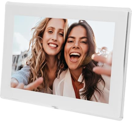 YUEHISY Digital Bilderrahmen WiFi, 10,1 -Zoll -Touchsbildschirm Elektronisches Fotoalbum, 32 GB Fotos über App, für Familieneltern (EU-Stecker)