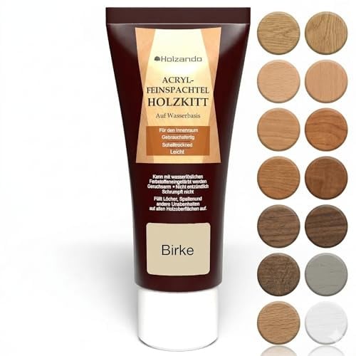 Holzando® Acryl Holzkitt Feinspachtel für Holz, OSB und Wände Birke 15, 250gr Tube