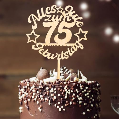 ENLACE Holz Tortendeko 75 Geburtstag Mann Frau, Alles Gute zum 75 Geburtstag Deko Torte, Happy 75th Birthday Cake Topper 1951, Kuchendeko 75 Geburtstagdeko Mann, Geschenke zum 75 Geburtstagdeko