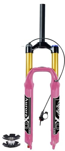 ZXGSXIOU AuroraXQ 26 27.5 29 MTB Suspension Fork Travel 140mm, AIR-34 Rebound Adjust 1-1/8 XC/AM Mountain Bike Front Forks 9mm QR - Pink(Straight Remote,26 inch)